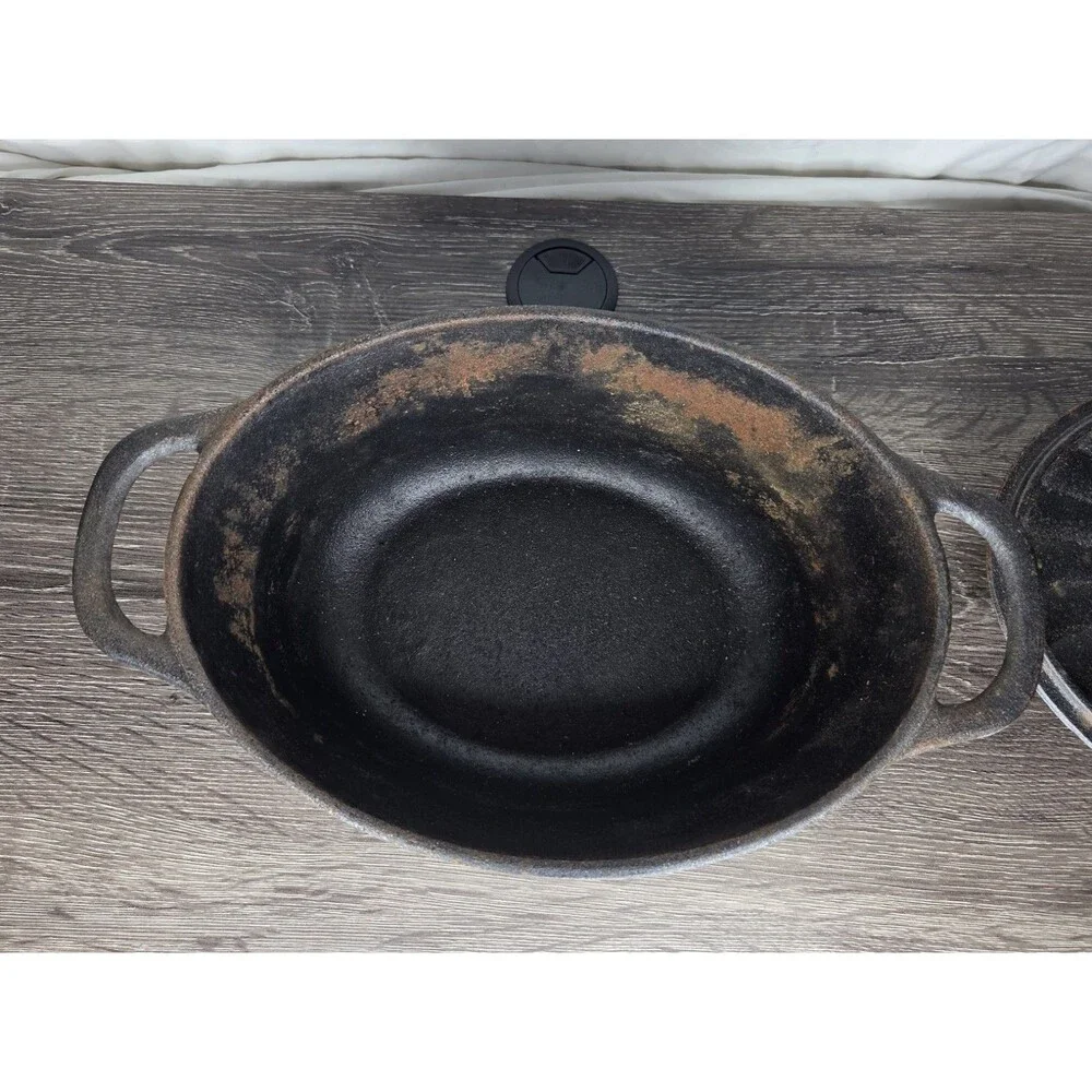 Paula Deen Cast Iron Oval Dutch Oven Roasting Casserole & Lid 11.5” x 8.5” 5 QT